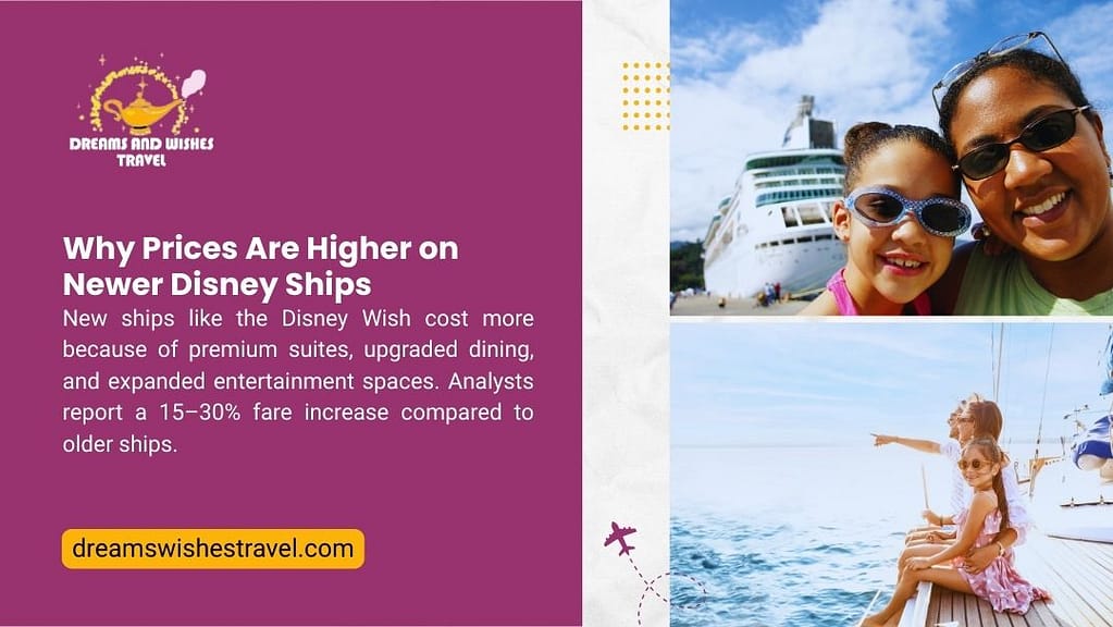 Dreams and Wishes Travel: Why Prices Are Higher on Newer Disney Ships – Premium suites, upgraded dining & entertainment drive 15–30% higher fares than older ships.